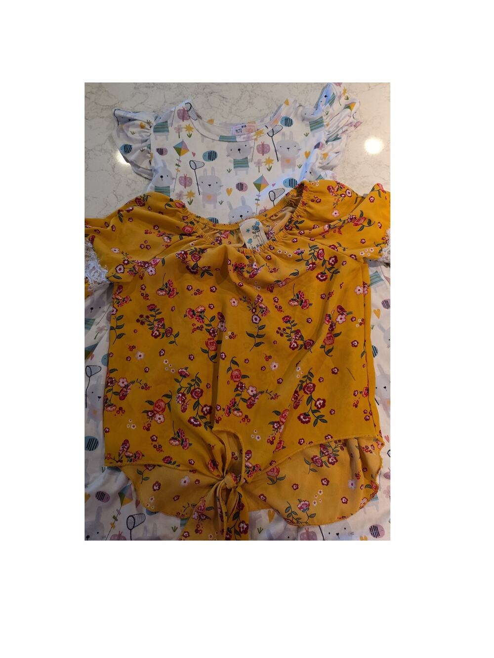 Lot 2 Boutique Girls Lot Size 7/8 Dress Shirt Bunny Twirl Summer